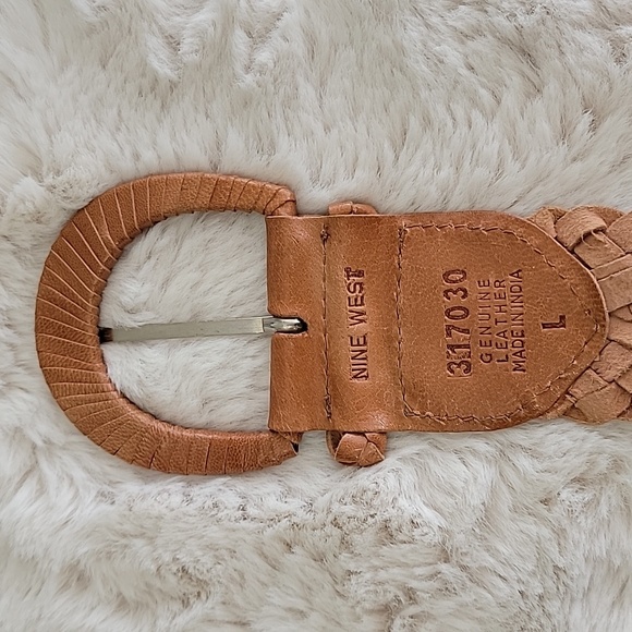 Nine West Neutral Tan Braided Wide Leather Belt szL - Picture 2 of 6